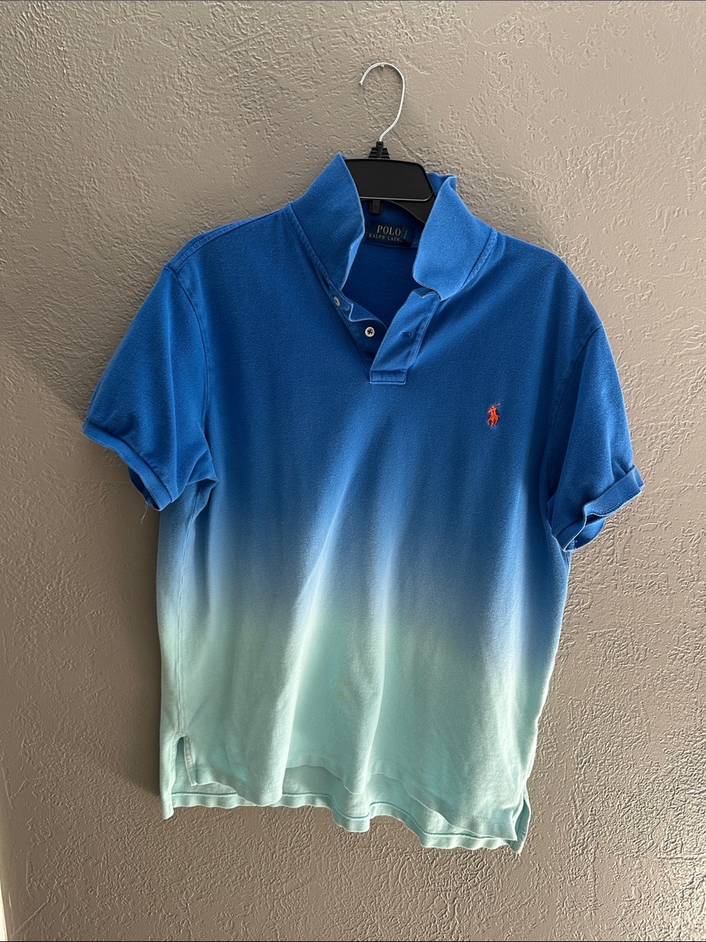 Polo by Ralph Lauren Blue to Light Blue Ombre Polo with Red Pony